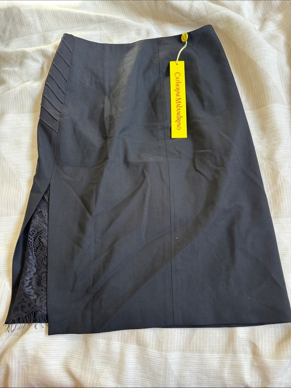 NWT Catherine Malandrino Black Pencil Skirt with Side Lace Panel